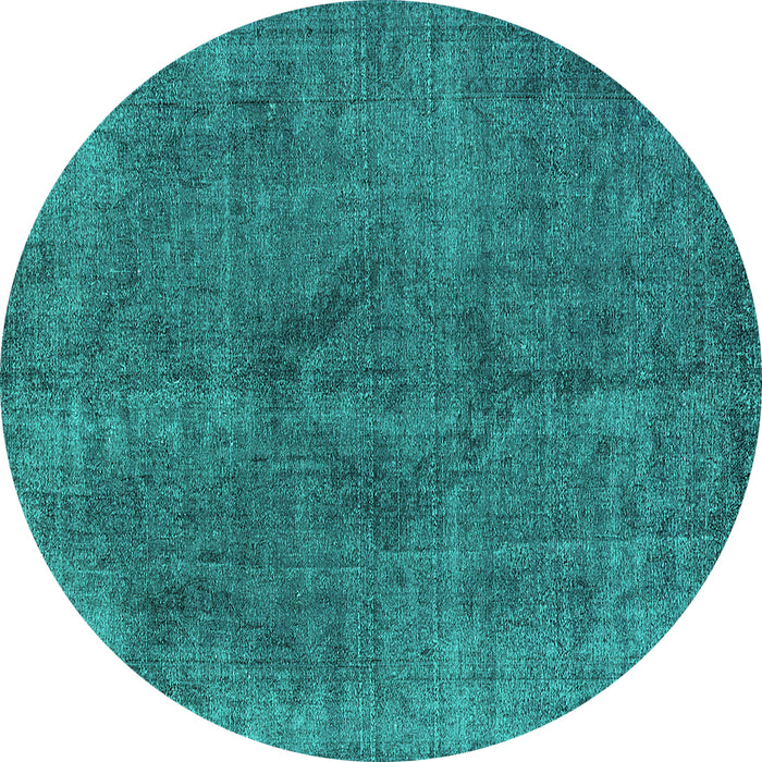 Round Machine Washable Oriental Turquoise Industrial Area Rugs, wshurb2224turq