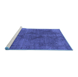 Sideview of Machine Washable Oriental Blue Industrial Rug, wshurb2224blu