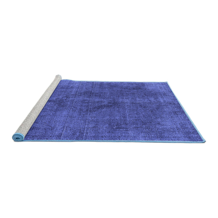 Sideview of Machine Washable Oriental Blue Industrial Rug, wshurb2224blu