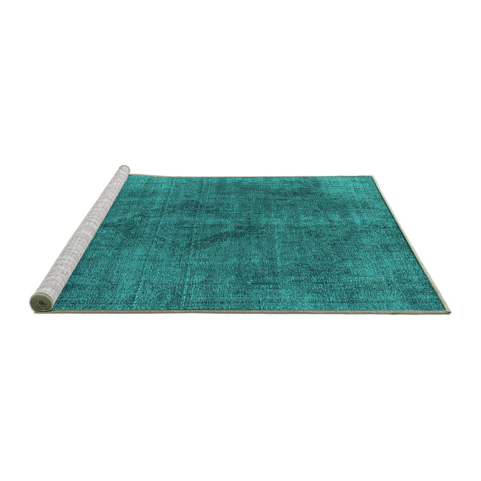 Sideview of Machine Washable Oriental Turquoise Industrial Area Rugs, wshurb2224turq