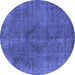 Round Oriental Blue Industrial Rug, urb2224blu