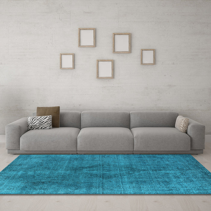 Machine Washable Oriental Light Blue Industrial Rug in a Living Room, wshurb2224lblu
