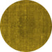 Round Oriental Yellow Industrial Rug, urb2225yw