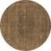 Round Oriental Brown Industrial Rug, urb2225brn