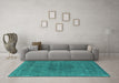 Machine Washable Oriental Turquoise Industrial Area Rugs in a Living Room,, wshurb2225turq