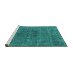 Sideview of Machine Washable Oriental Turquoise Industrial Area Rugs, wshurb2225turq