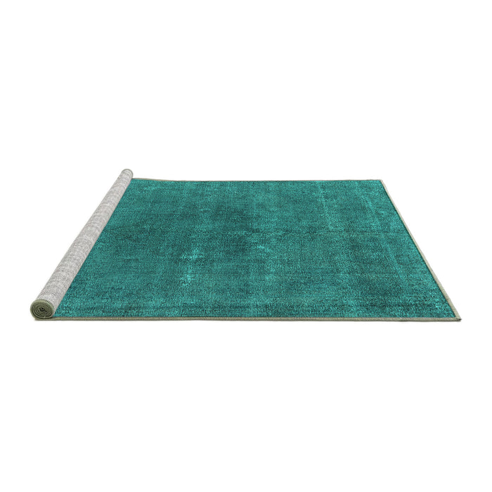 Sideview of Machine Washable Oriental Turquoise Industrial Area Rugs, wshurb2225turq