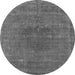 Round Machine Washable Oriental Gray Industrial Rug, wshurb2225gry