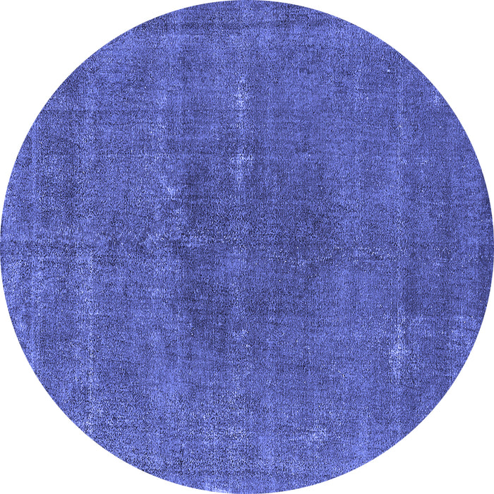 Round Machine Washable Oriental Blue Industrial Rug, wshurb2225blu