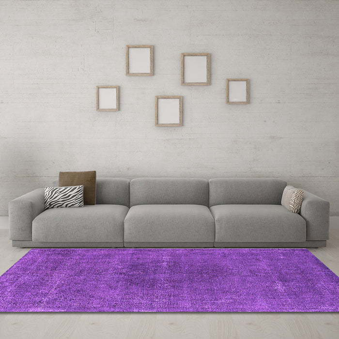 Machine Washable Oriental Purple Industrial Area Rugs in a Living Room, wshurb2225pur