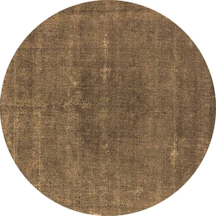 Round Machine Washable Oriental Brown Industrial Rug, wshurb2225brn