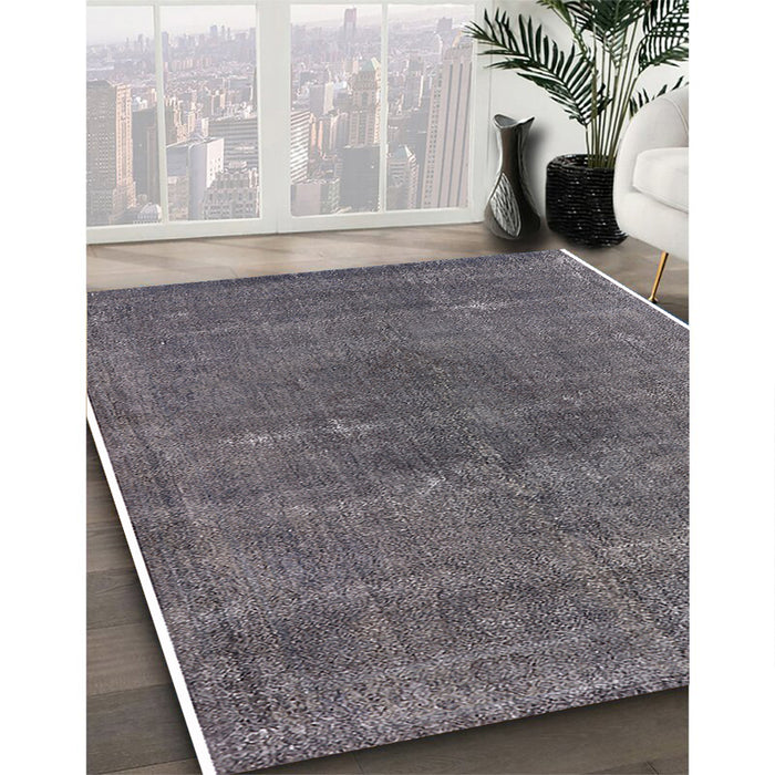 Mid-Century Modern Gray Oriental Rug in Family Room, urb2225