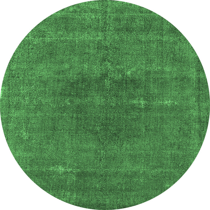 Round Oriental Emerald Green Industrial Rug, urb2225emgrn