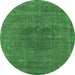 Round Oriental Emerald Green Industrial Rug, urb2225emgrn