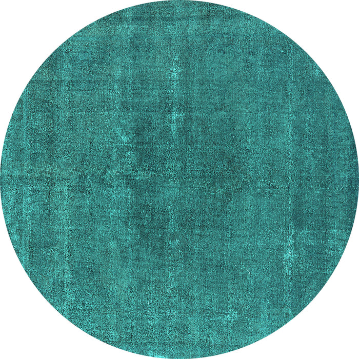Round Machine Washable Oriental Turquoise Industrial Area Rugs, wshurb2225turq