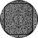 Round Machine Washable Oriental Gray Industrial Rug, wshurb2226gry