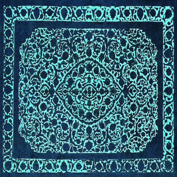 Square Oriental Turquoise Industrial Rug, urb2226turq