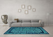 Machine Washable Oriental Turquoise Industrial Area Rugs in a Living Room,, wshurb2226turq