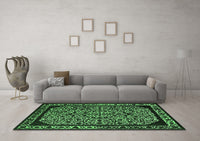 Machine Washable Oriental Emerald Green Industrial Rug, wshurb2226emgrn