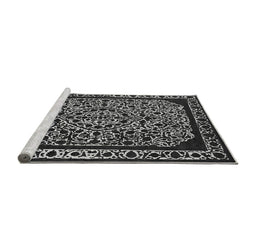 Sideview of Machine Washable Oriental Gray Industrial Rug, wshurb2226gry