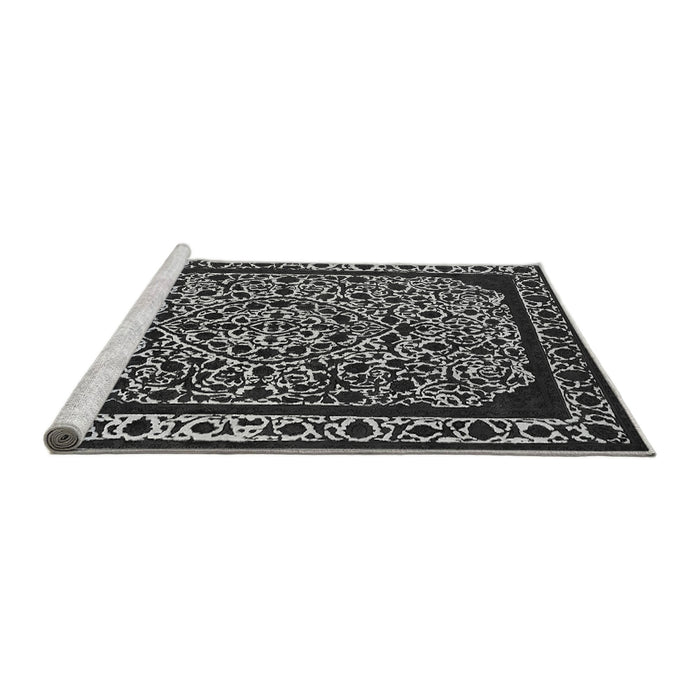Sideview of Machine Washable Oriental Gray Industrial Rug, wshurb2226gry