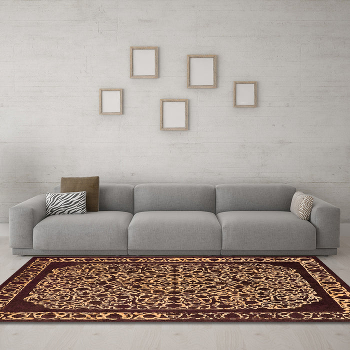 Machine Washable Oriental Orange Industrial Area Rugs in a Living Room, wshurb2226org