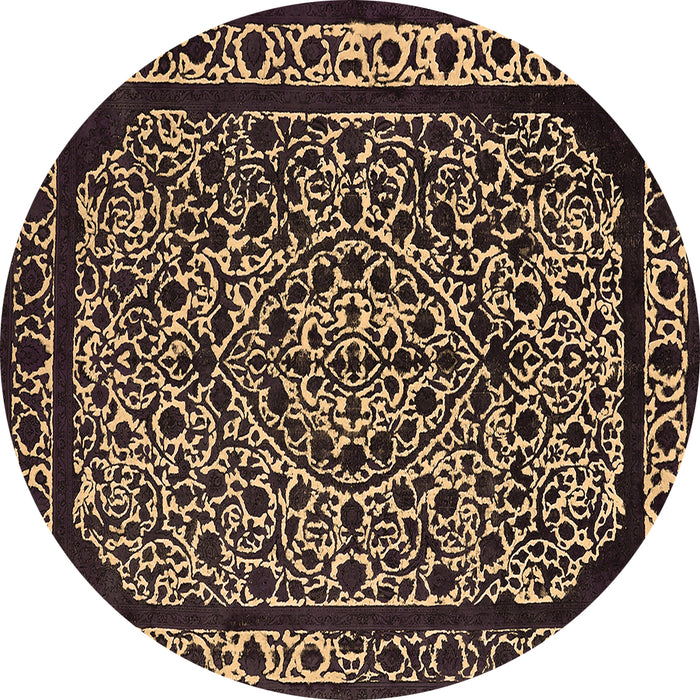 Round Oriental Brown Industrial Rug, urb2226brn