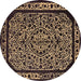 Round Oriental Brown Industrial Rug, urb2226brn