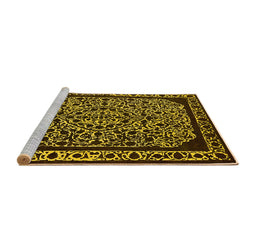 Sideview of Machine Washable Oriental Yellow Industrial Rug, wshurb2226yw