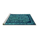 Sideview of Machine Washable Oriental Turquoise Industrial Area Rugs, wshurb2226turq