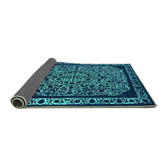 Sideview of Oriental Turquoise Industrial Rug, urb2226turq