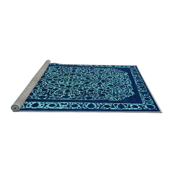 Sideview of Machine Washable Oriental Light Blue Industrial Rug, wshurb2226lblu