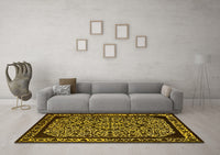 Machine Washable Oriental Yellow Industrial Rug, wshurb2226yw