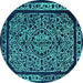 Round Oriental Turquoise Industrial Rug, urb2226turq