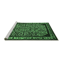 Sideview of Machine Washable Oriental Emerald Green Industrial Area Rugs, wshurb2226emgrn