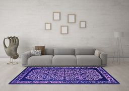 Machine Washable Oriental Purple Industrial Area Rugs in a Living Room, wshurb2226pur