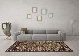 Machine Washable Oriental Brown Industrial Rug in a Living Room,, wshurb2226brn
