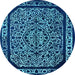 Round Oriental Light Blue Industrial Rug, urb2226lblu