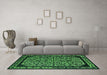 Machine Washable Oriental Green Industrial Area Rugs in a Living Room,, wshurb2226grn