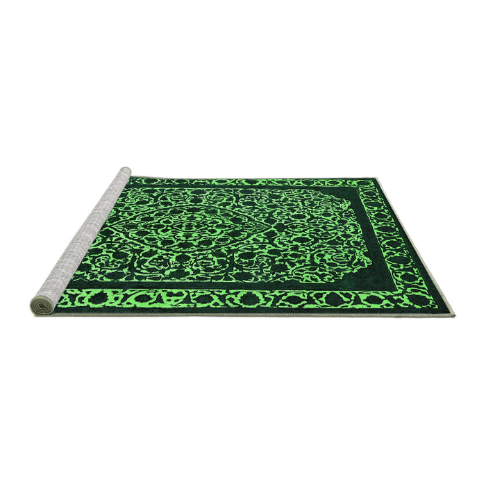 Sideview of Machine Washable Oriental Green Industrial Area Rugs, wshurb2226grn