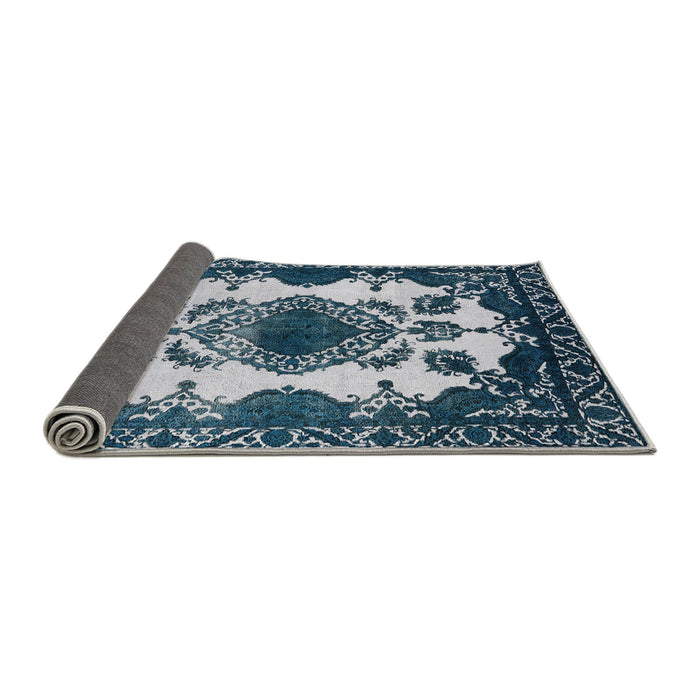 Sideview of Mid-Century Modern Blue Gray Oriental Rug, urb2227