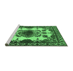 Sideview of Machine Washable Oriental Emerald Green Industrial Area Rugs, wshurb2227emgrn