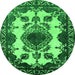 Round Oriental Green Industrial Rug, urb2227grn