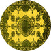 Round Oriental Yellow Industrial Rug, urb2227yw