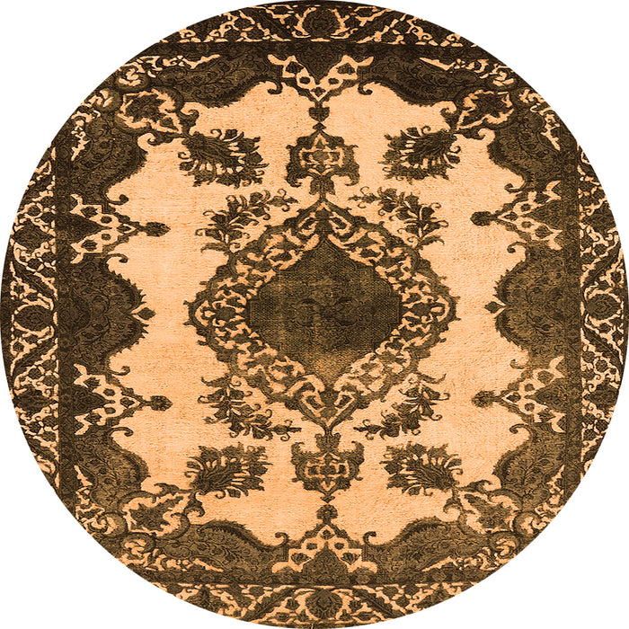 Round Oriental Orange Industrial Rug, urb2227org