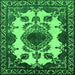 Square Machine Washable Oriental Green Industrial Area Rugs, wshurb2227grn