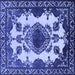 Square Machine Washable Oriental Blue Industrial Rug, wshurb2227blu