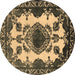 Round Oriental Brown Industrial Rug, urb2227brn