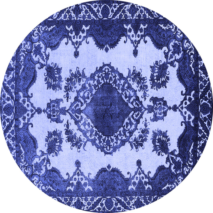 Round Oriental Blue Industrial Rug, urb2227blu