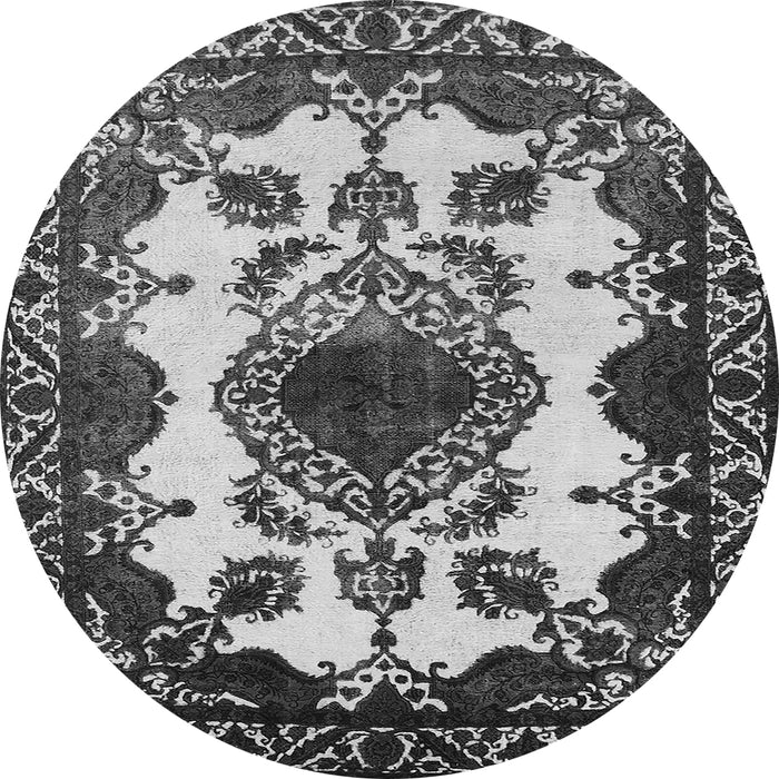 Round Oriental Gray Industrial Rug, urb2227gry